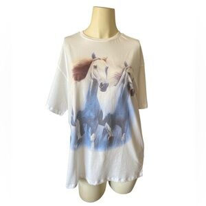 H&M OVERSIZED T-SHIRT Western Graphic with Horse Print